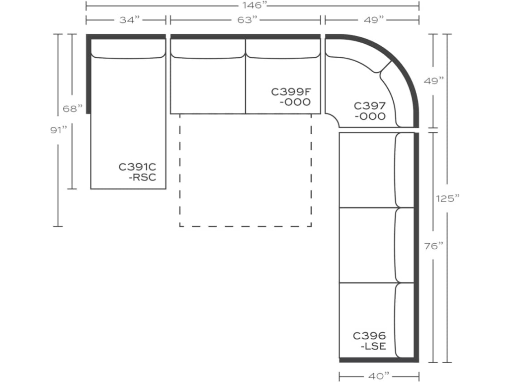 Rowe Masquerade Sectional, alternate view 34