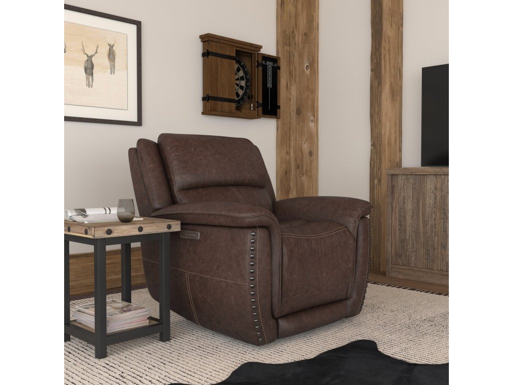 Beau Sable Fabric Power Recliner with Power Headrest - image 5