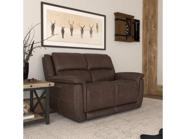Beau Sable Fabric Power Reclining Loveseat with Power Headrests - Alternative View
