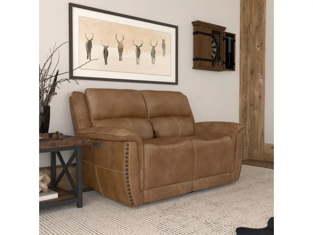 Beau Silt Fabric Power Reclining Loveseat with Power Headrests - Alternative View