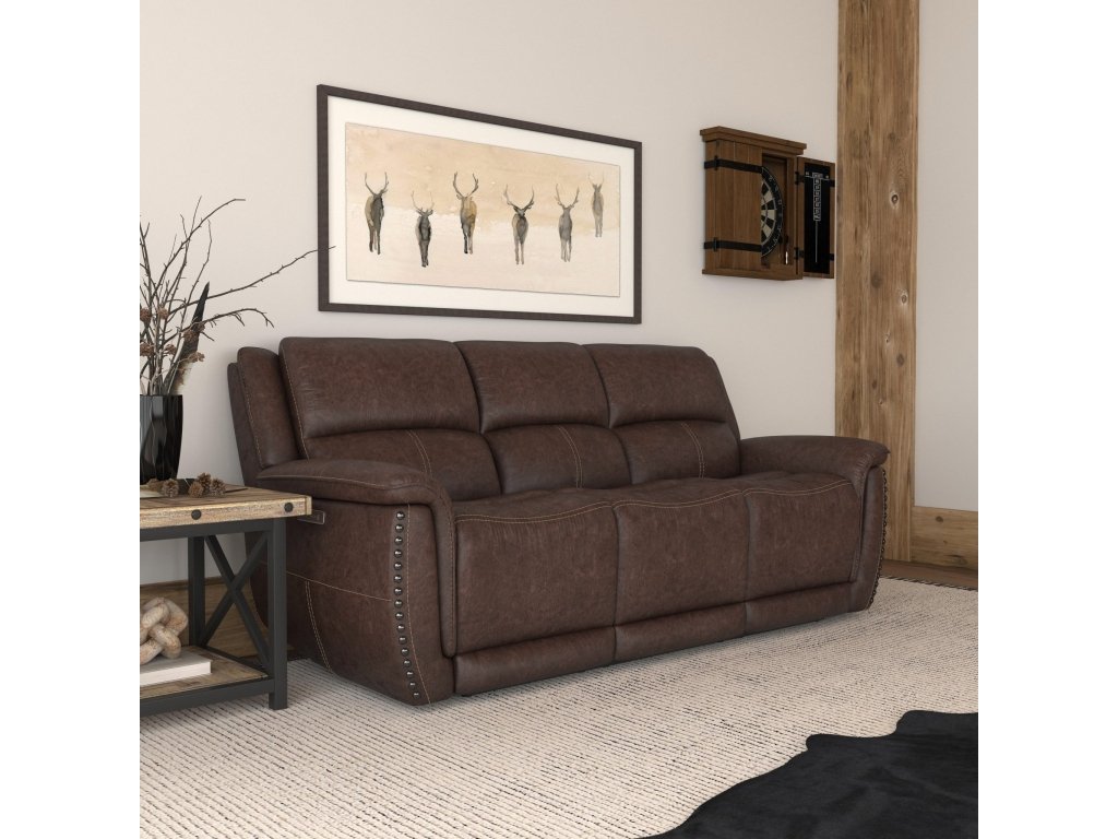 Beau Sable Fabric Power Reclining Sofa with Power Headrests - image 1