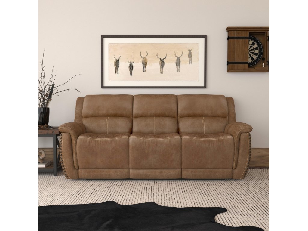 Beau Silt Fabric Power Reclining Sofa with Power Headrests - image 1
