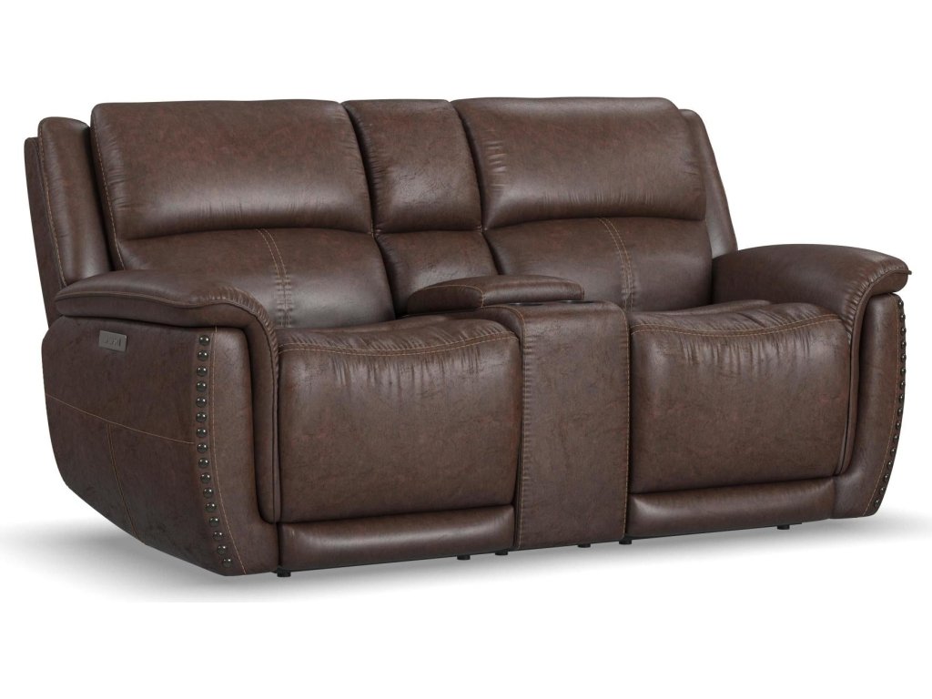 Beau Sable Fabric Power Reclining Loveseat with Console & Power Headrests - main image