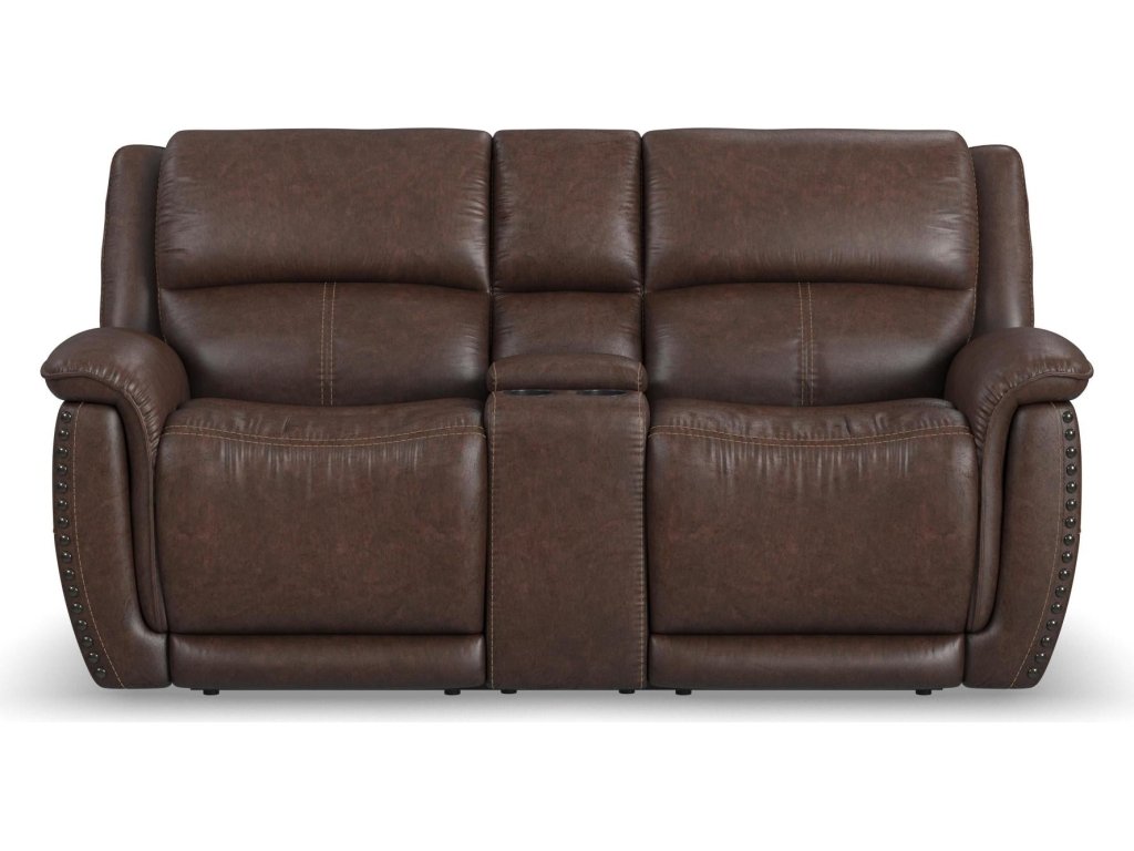 Beau Sable Fabric Power Reclining Loveseat with Console & Power Headrests - image 2