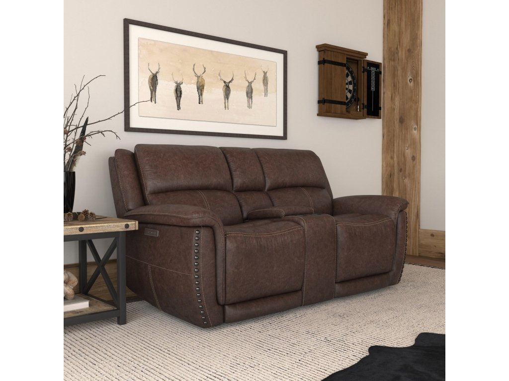 Beau Sable Fabric Power Reclining Loveseat with Console & Power Headrests - image 5