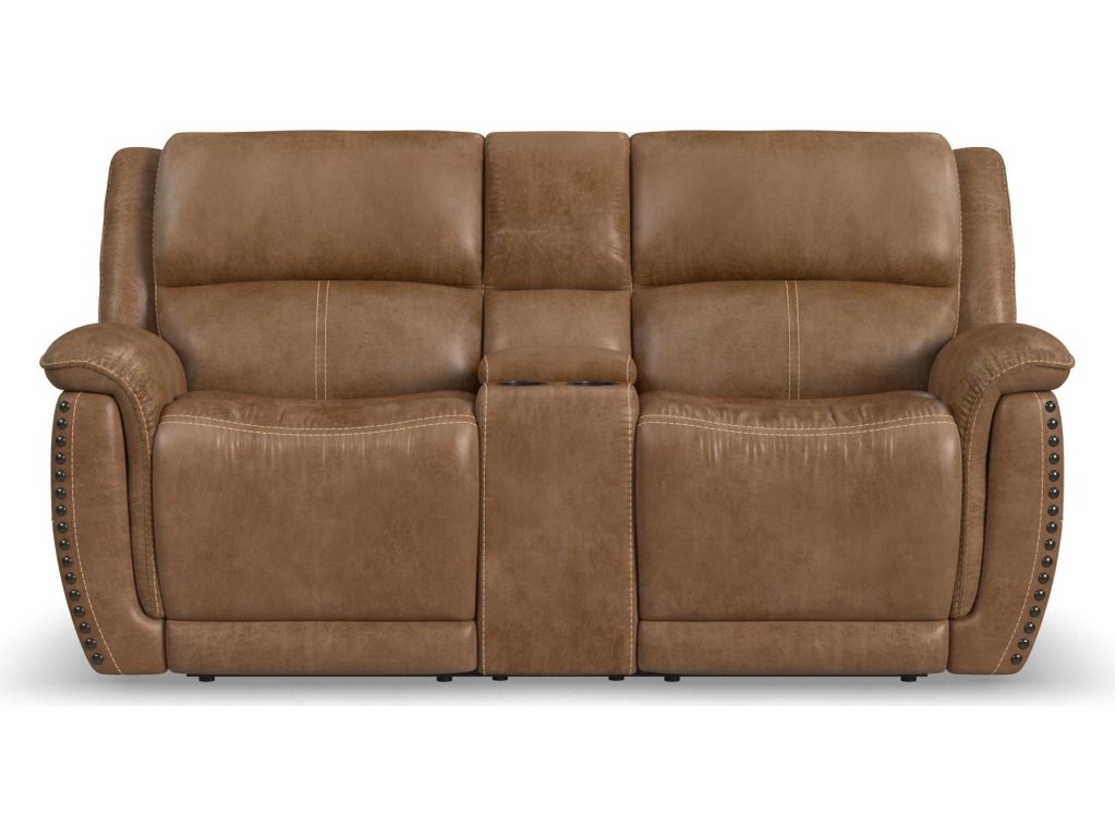 Beau Silt Fabric Power Reclining Loveseat with Console & Power Headrests - image 2