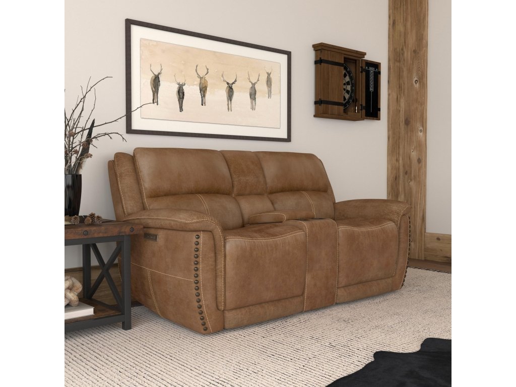 Beau Silt Fabric Power Reclining Loveseat with Console & Power Headrests - image 5
