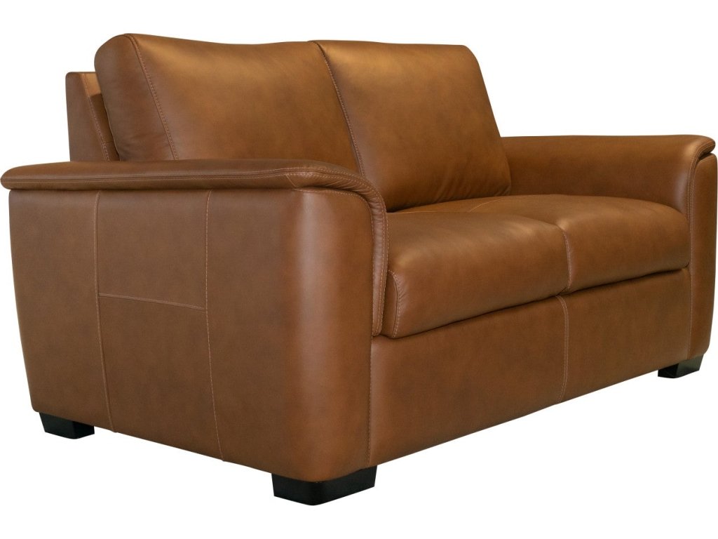 Henry Caramel Leather Loveseat - main image