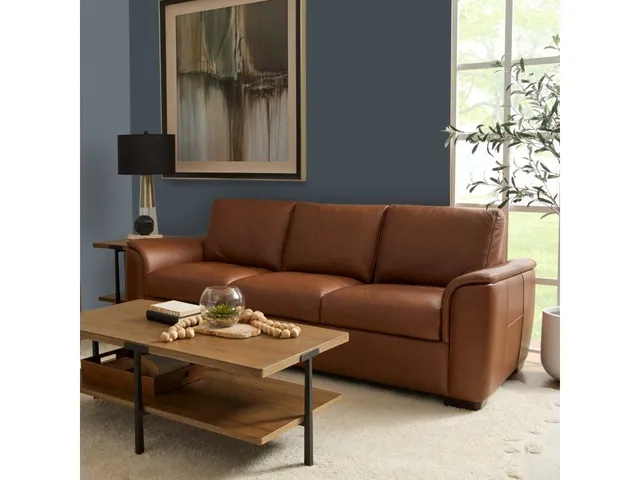 Henry Caramel Leather Sofa - Alternative View