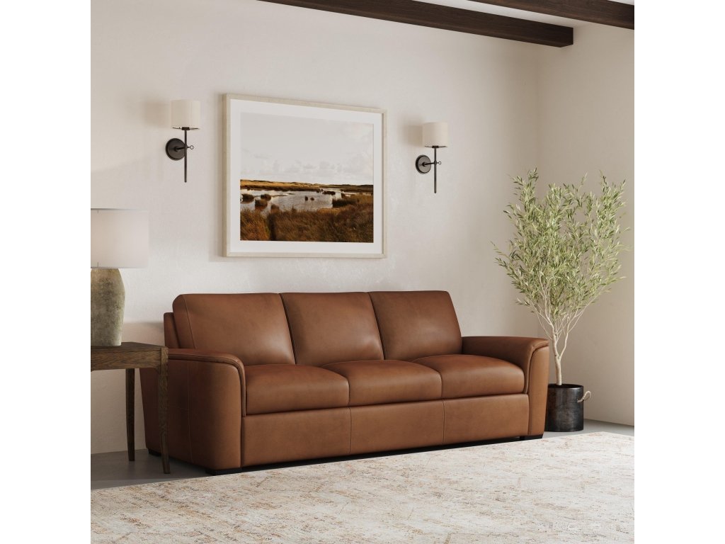 Henry Caramel Leather Sofa - image 6
