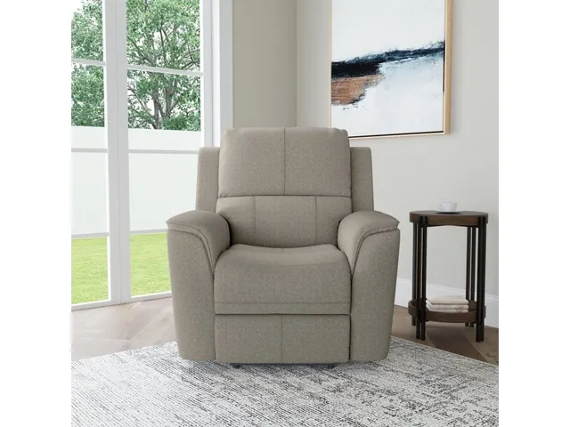 Henry Fog Fabric Power Recliner with Power Headrest & Lumbar - Alternative View