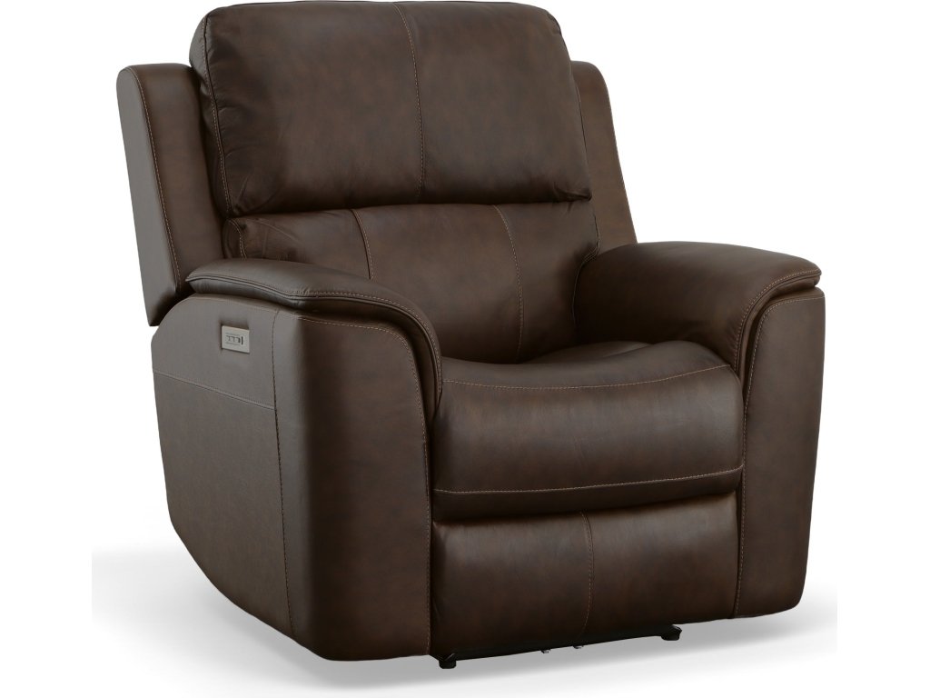Henry Burnt Umber Leather Power Recliner with Power Headrest & Lumbar - main image
