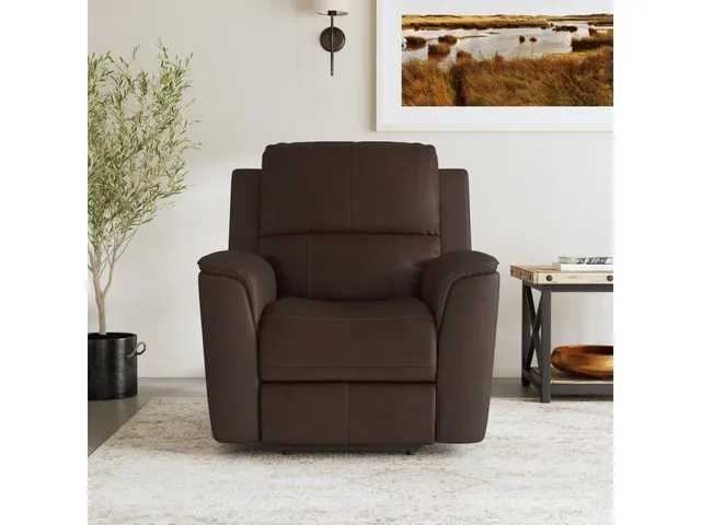 Henry Burnt Umber Leather Power Recliner with Power Headrest & Lumbar - Alternative View