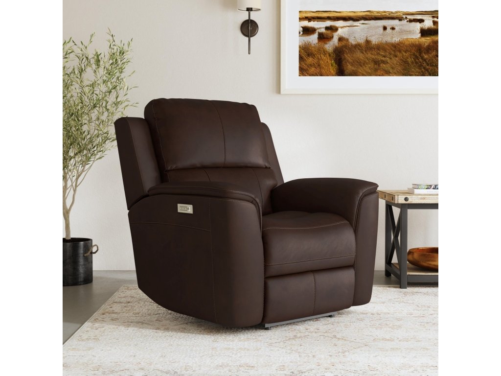 Henry Burnt Umber Leather Power Recliner with Power Headrest & Lumbar - image 4