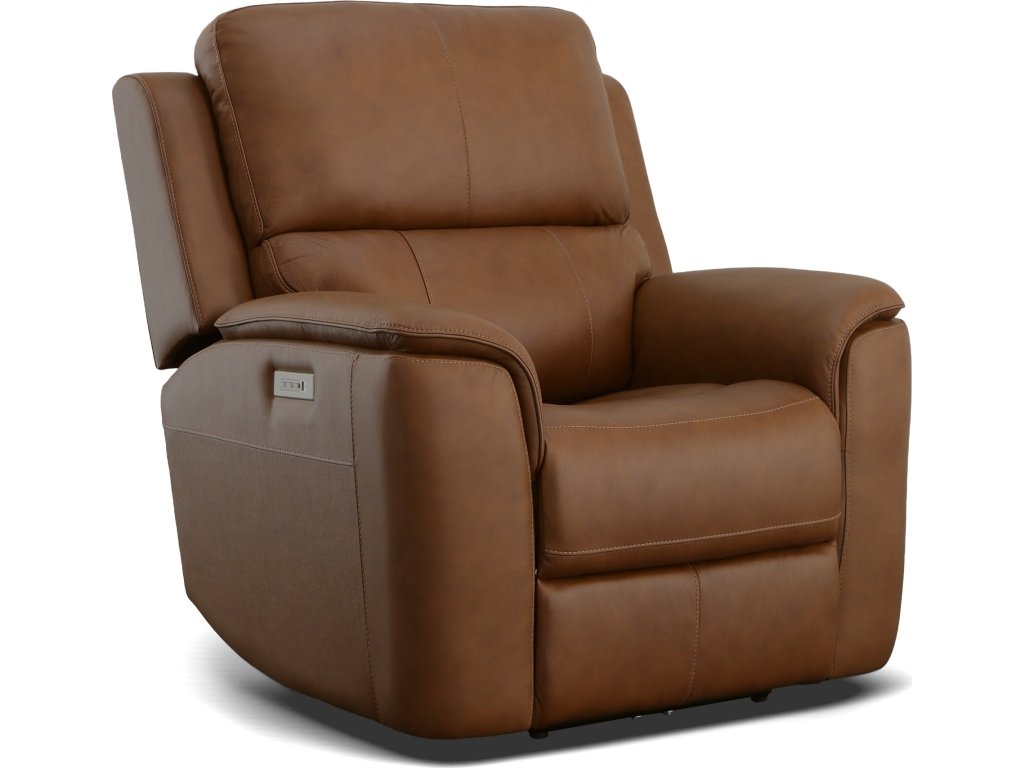 Henry Caramel Leather Power Recliner with Power Headrest & Lumbar - main image