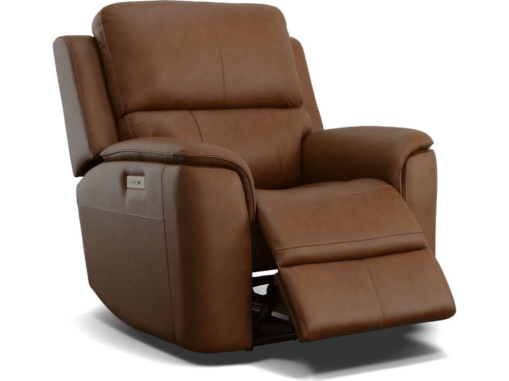 Henry Caramel Leather Power Recliner with Power Headrest & Lumbar - image 3