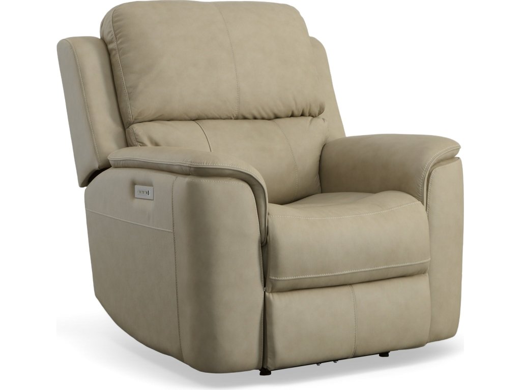 Henry Beige Leather Power Recliner with Power Headrest & Lumbar - main image