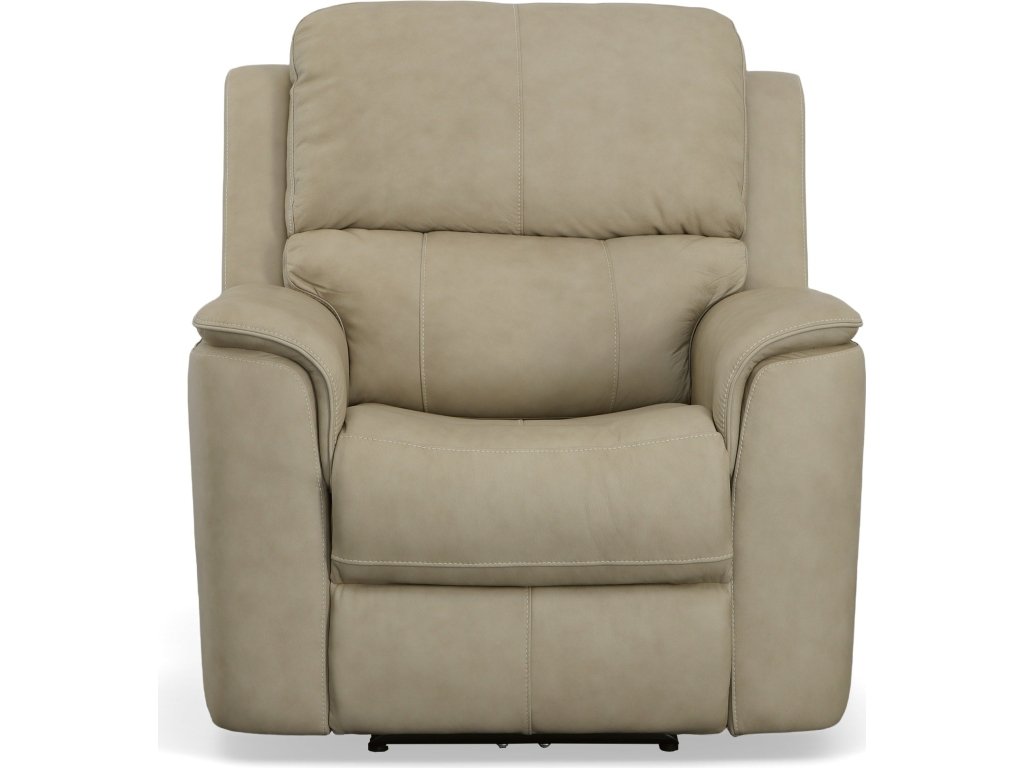 Henry Beige Leather Power Recliner with Power Headrest & Lumbar - image 1