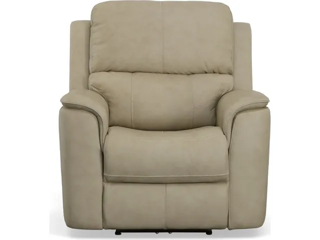 Henry Beige Leather Power Recliner with Power Headrest & Lumbar - Alternative View