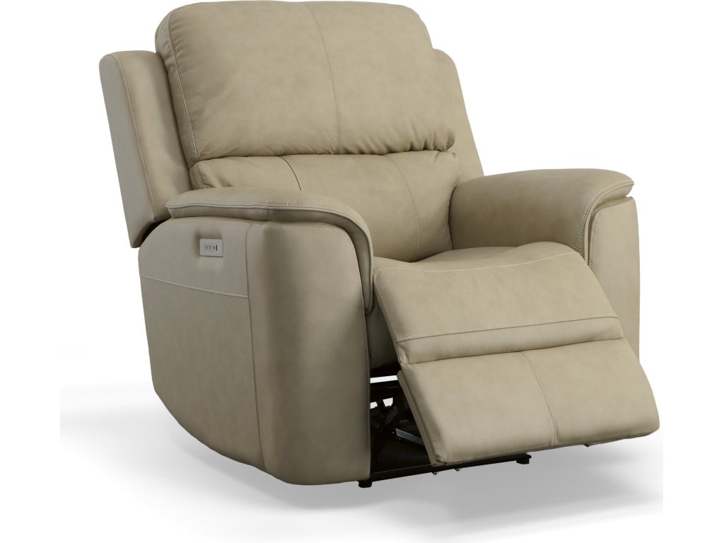 Henry Beige Leather Power Recliner with Power Headrest & Lumbar - image 3