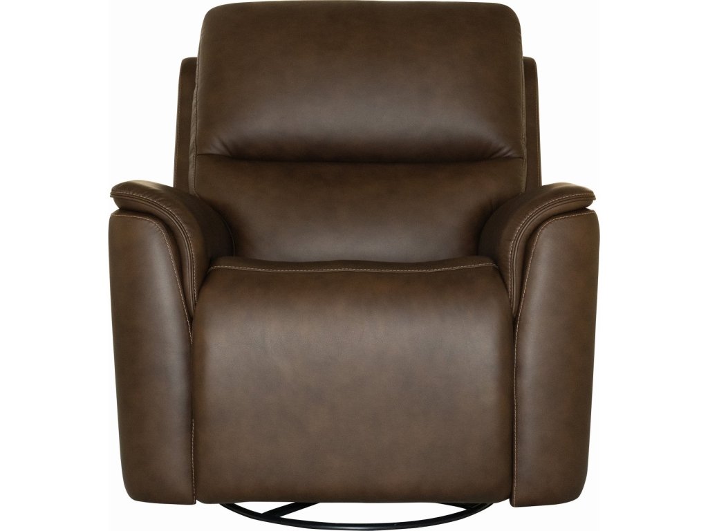 Henry Burnt Umber Leather Power Swivel Gliding Recliner with Power Headrest, Lumbar, Heat & Massage - image 2
