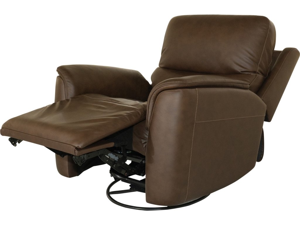 Henry Burnt Umber Leather Power Swivel Gliding Recliner with Power Headrest, Lumbar, Heat & Massage - image 4