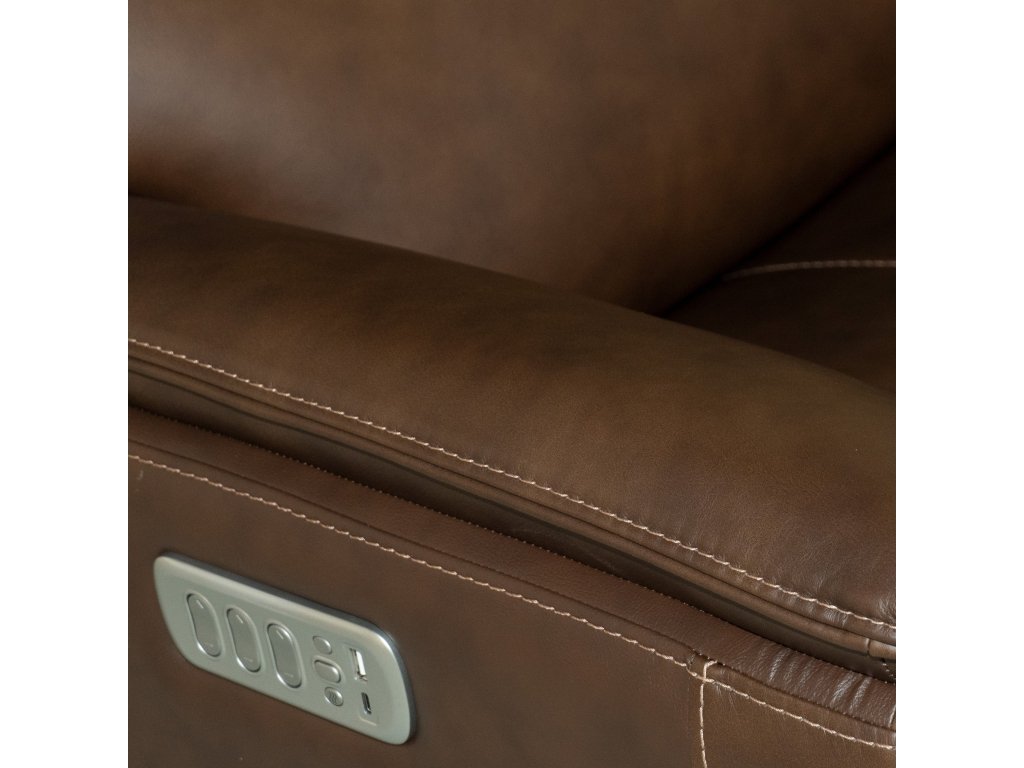 Henry Burnt Umber Leather Power Swivel Gliding Recliner with Power Headrest, Lumbar, Heat & Massage - image 6