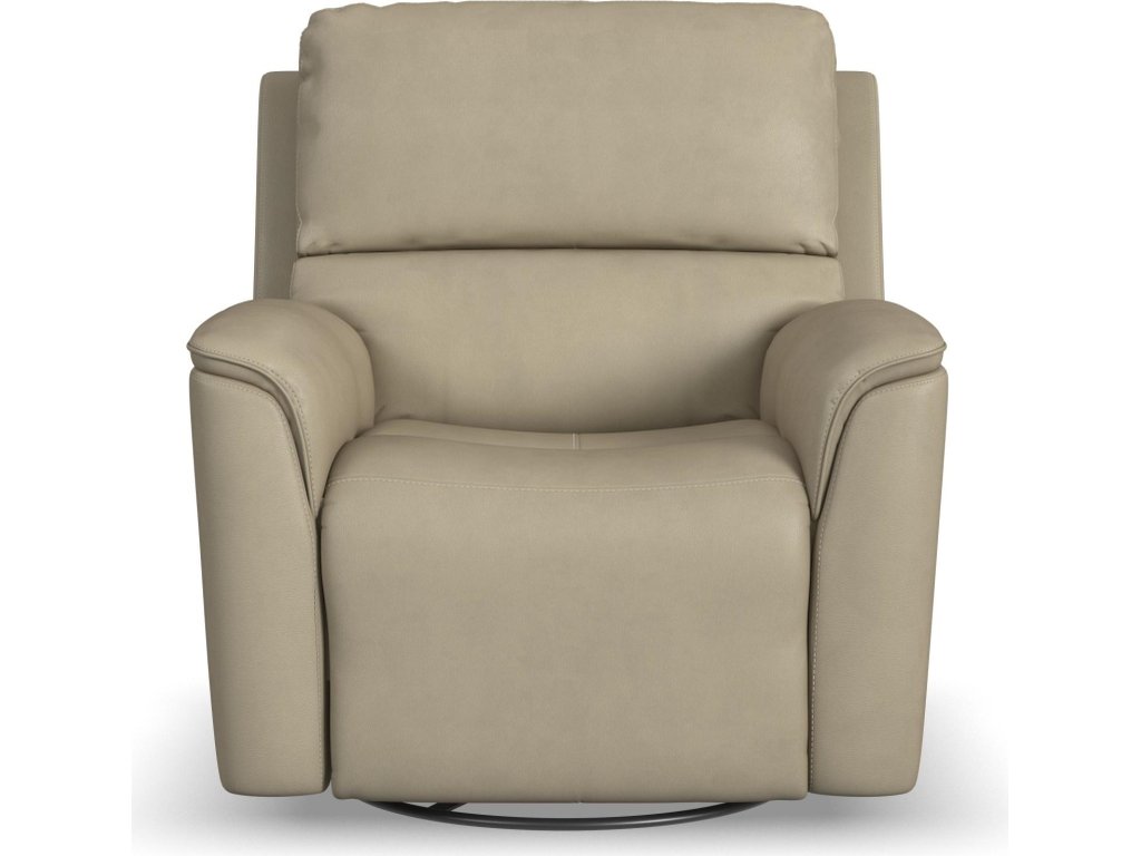 Henry Beige Leather Power Swivel Gliding Recliner with Power Headrest, Lumbar, Heat & Massage - image 2
