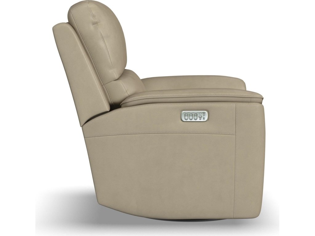 Henry Beige Leather Power Swivel Gliding Recliner with Power Headrest, Lumbar, Heat & Massage - image 3