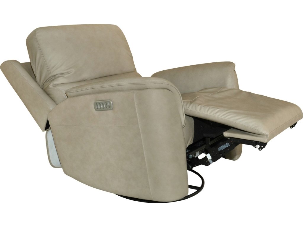 Henry Beige Leather Power Swivel Gliding Recliner with Power Headrest, Lumbar, Heat & Massage - image 4
