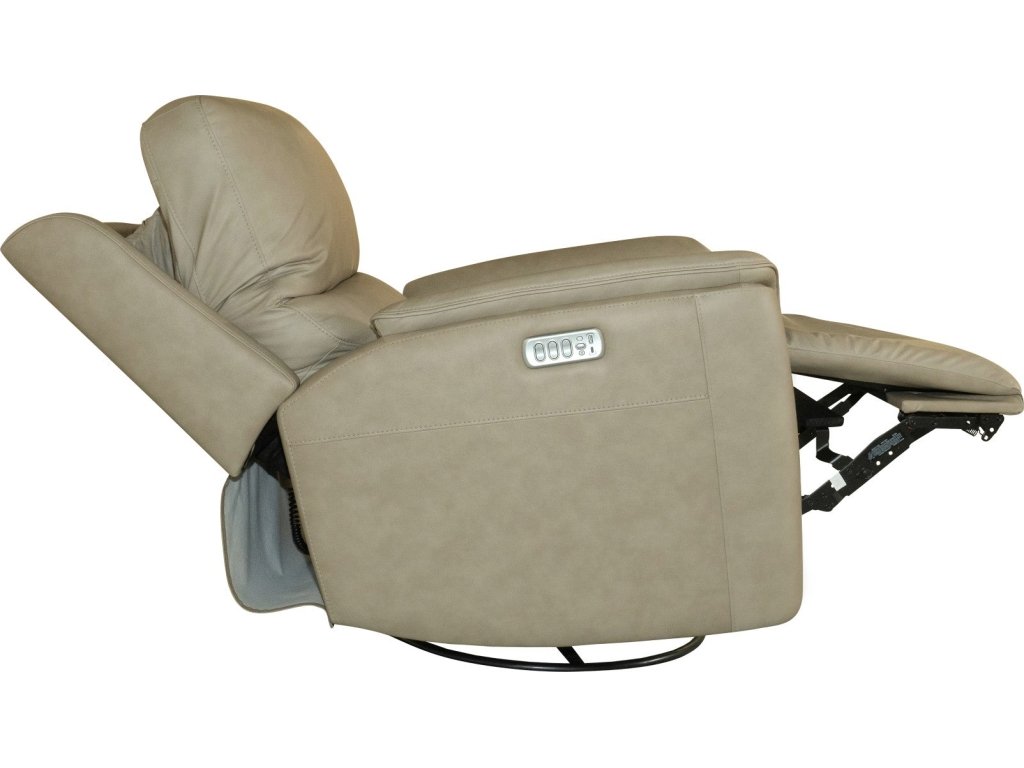 Henry Beige Leather Power Swivel Gliding Recliner with Power Headrest, Lumbar, Heat & Massage - image 8