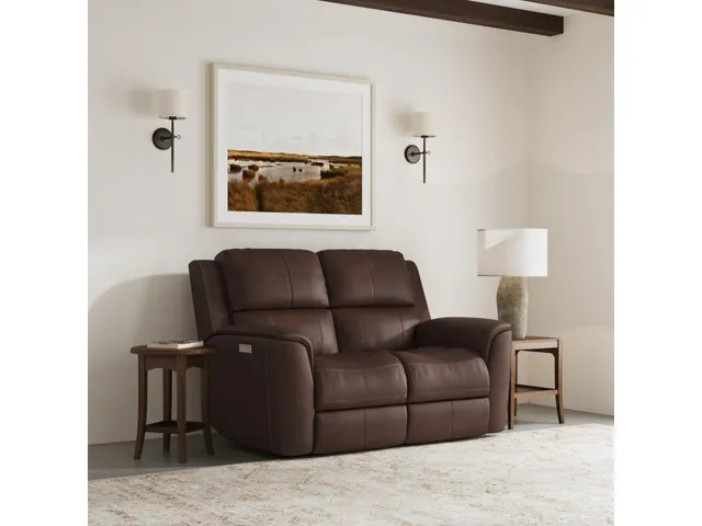 Henry Burnt Umber Leather Power Reclining Loveseat with Power Headrests & Lumbar - Alternative View