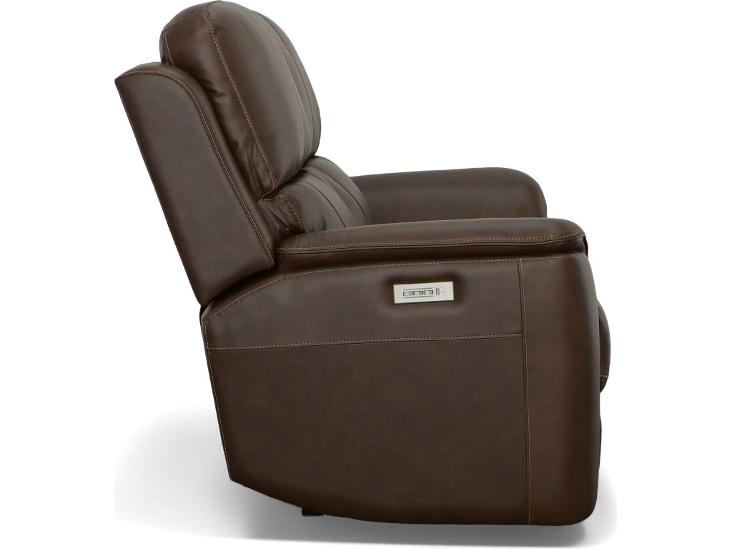 Henry Burnt Umber Leather Power Reclining Loveseat with Power Headrests & Lumbar - image 3