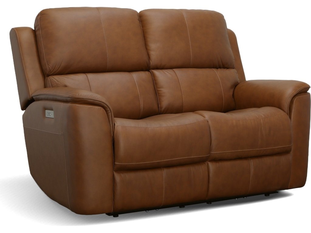 Henry Caramel Leather Power Reclining Loveseat with Power Headrests & Lumbar - main image