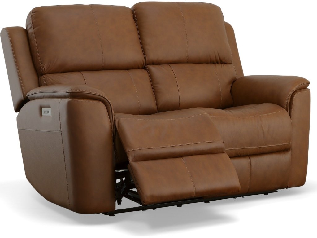 Henry Caramel Leather Power Reclining Loveseat with Power Headrests & Lumbar - image 4
