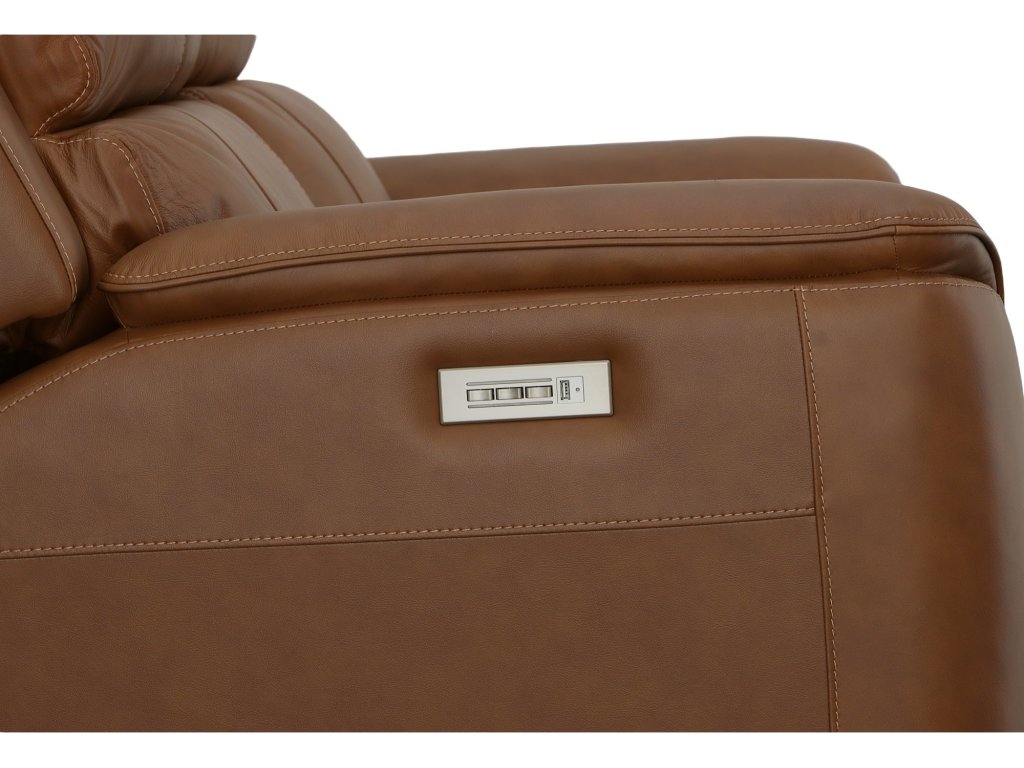 Henry Caramel Leather Power Reclining Loveseat with Power Headrests & Lumbar - image 5