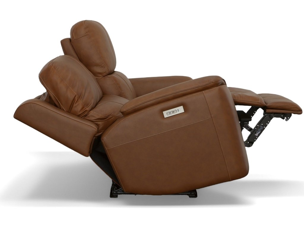 Henry Caramel Leather Power Reclining Loveseat with Power Headrests & Lumbar - image 6