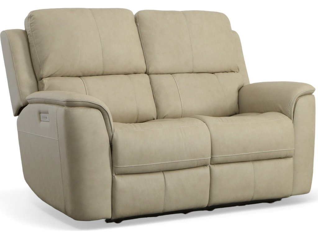 Henry Beige Leather Power Reclining Loveseat with Power Headrests & Lumbar - main image
