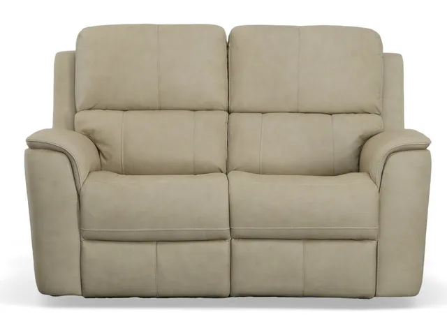 Henry Beige Leather Power Reclining Loveseat with Power Headrests & Lumbar - Alternative View