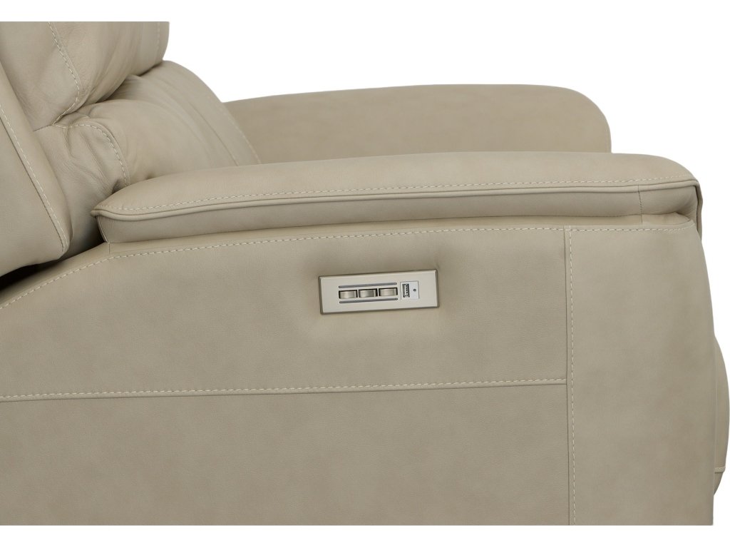 Henry Beige Leather Power Reclining Loveseat with Power Headrests & Lumbar - image 4
