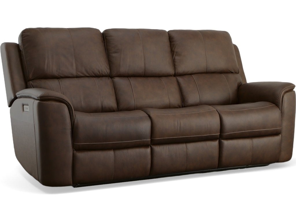 Henry Burnt Umber Leather Power Reclining Sofa with Power Headrests & Lumbar - main image