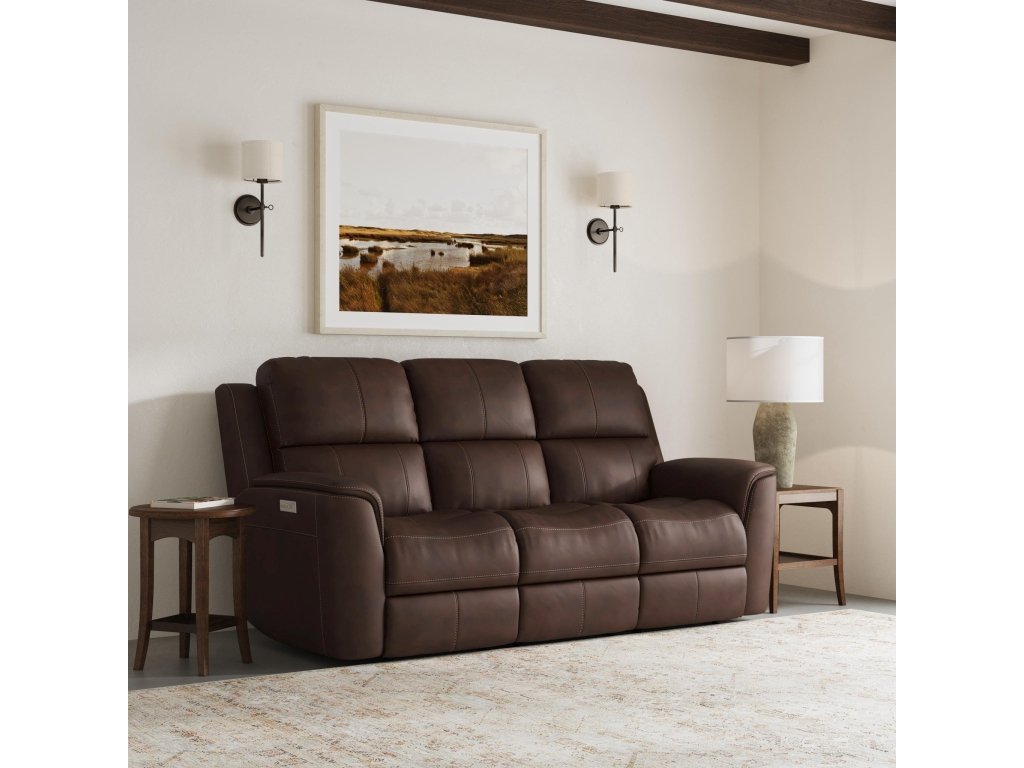 Henry Burnt Umber Leather Power Reclining Sofa with Power Headrests & Lumbar - image 1