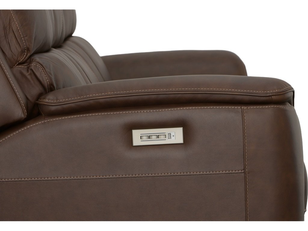 Henry Burnt Umber Leather Power Reclining Sofa with Power Headrests & Lumbar - image 5