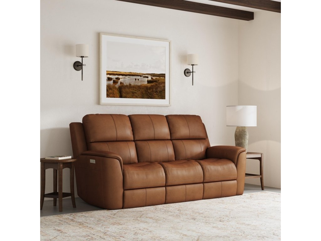 Henry Caramel Leather Power Reclining Sofa with Power Headrests & Lumbar - image 1