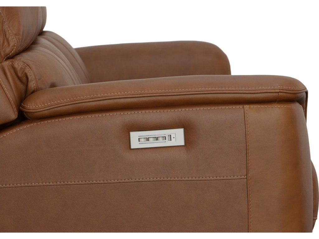 Henry Caramel Leather Power Reclining Sofa with Power Headrests & Lumbar - image 5