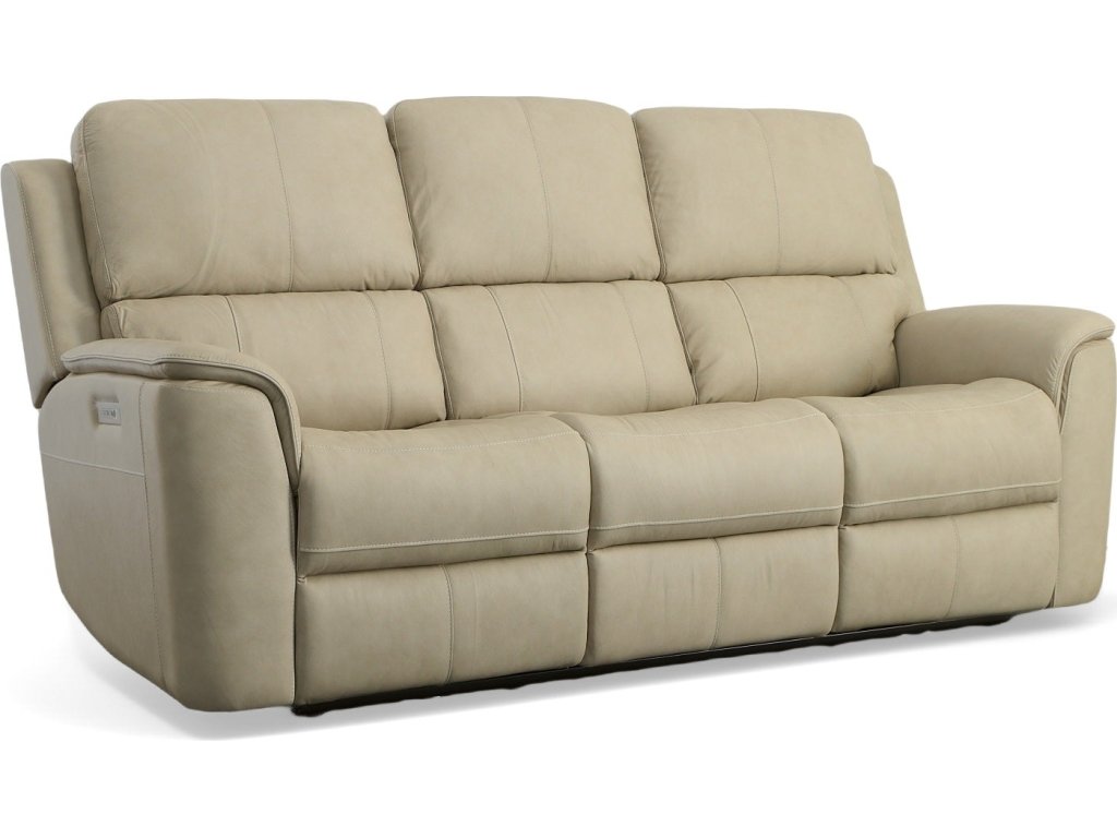 Henry Beige Leather Power Reclining Sofa with Power Headrests & Lumbar - main image