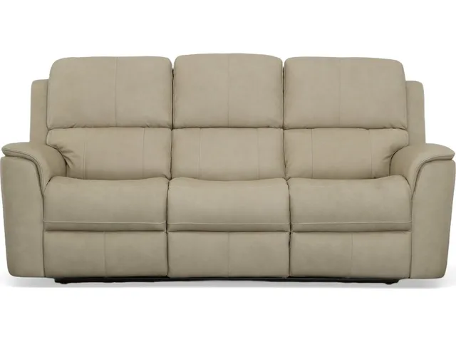 Henry Beige Leather Power Reclining Sofa with Power Headrests & Lumbar - Alternative View