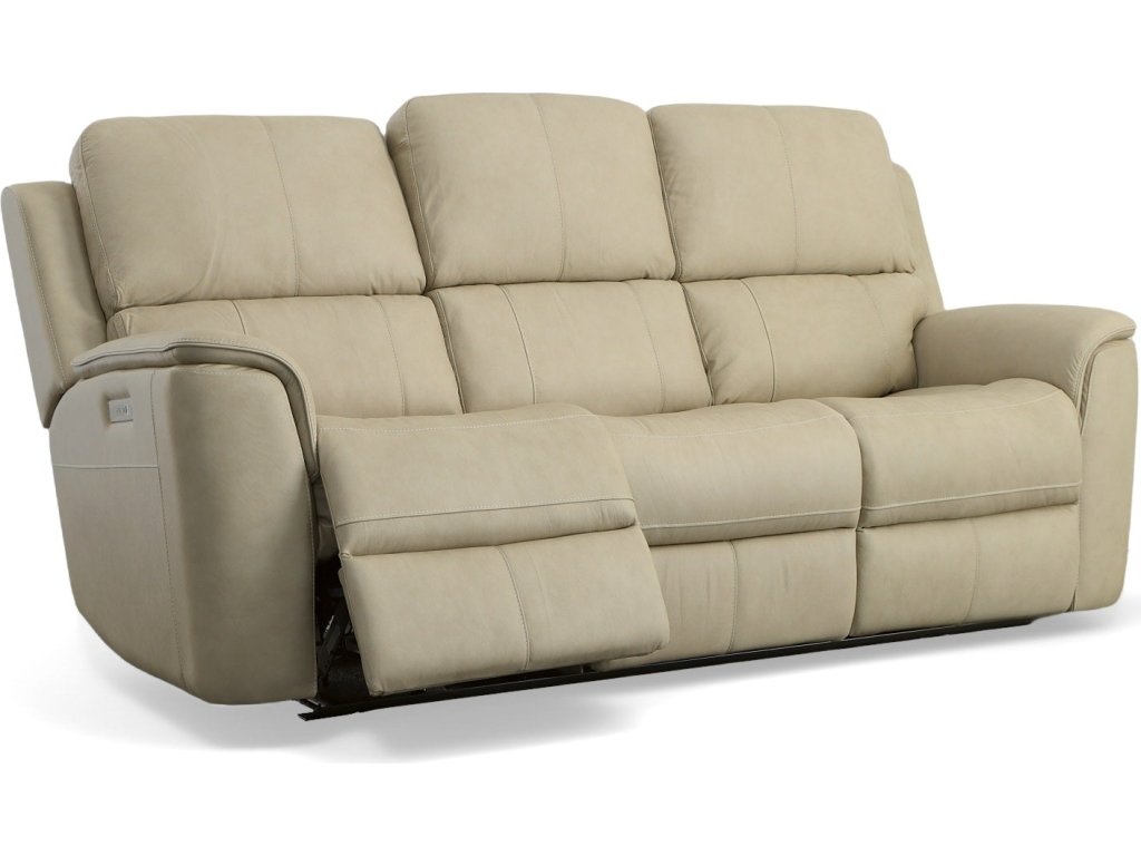 Henry Beige Leather Power Reclining Sofa with Power Headrests & Lumbar - image 3