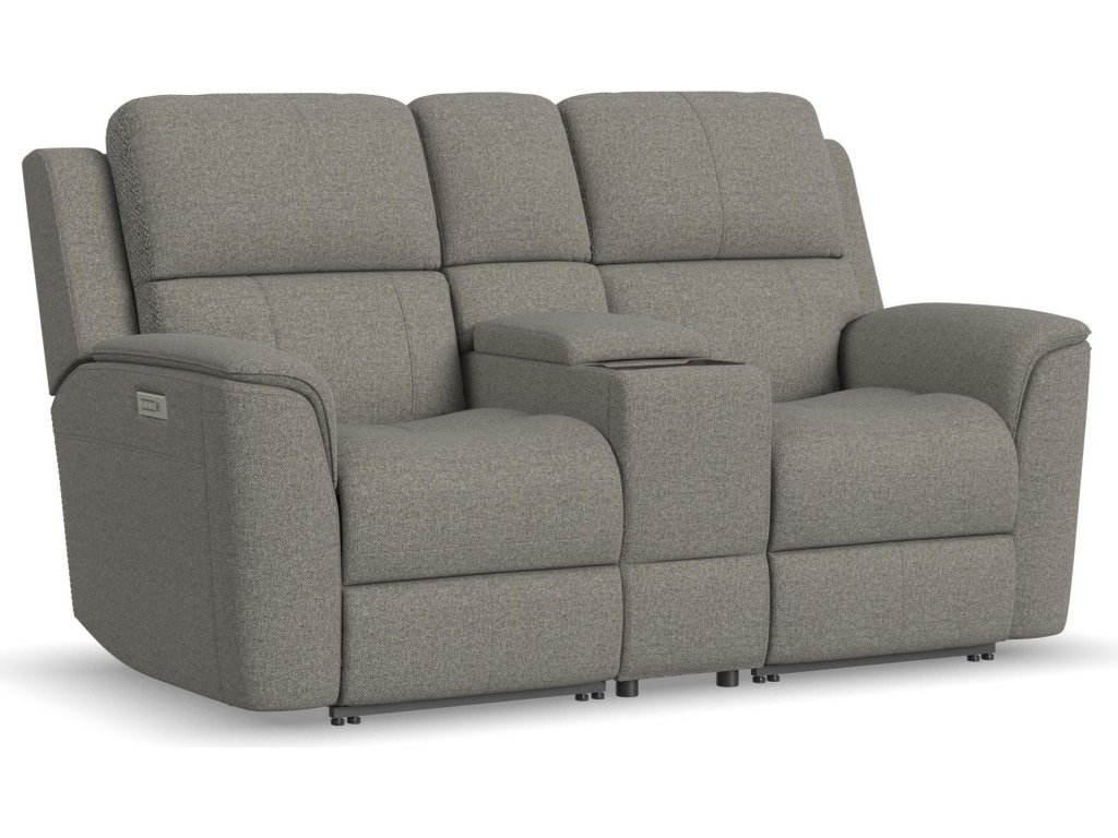 Henry Fog Fabric Power Reclining Loveseat with Console & Power Headrests & Lumbar - main image