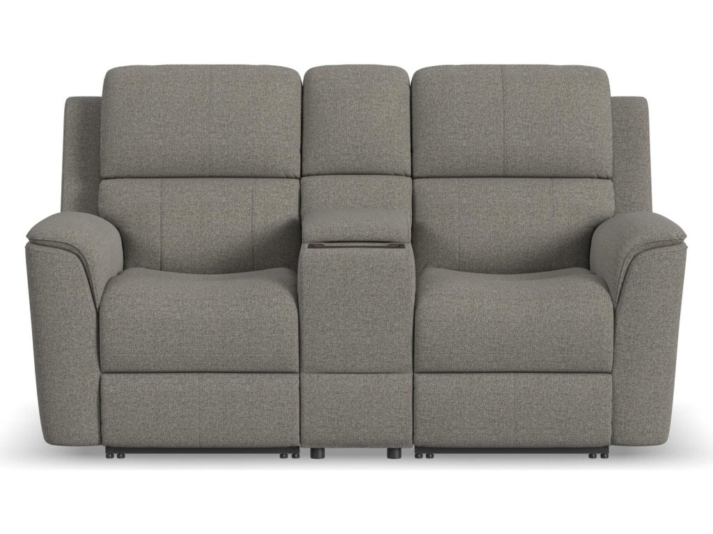 Henry Fog Fabric Power Reclining Loveseat with Console & Power Headrests & Lumbar - image 1